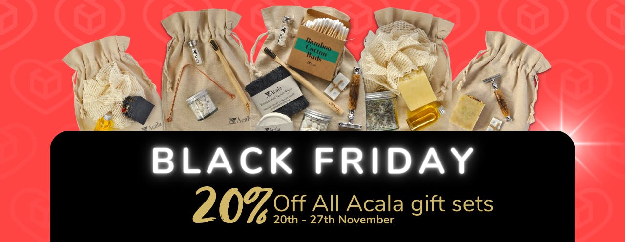 White text on black background saying: 'Black Friday Sale, up to 20% off Acala at medino.com'