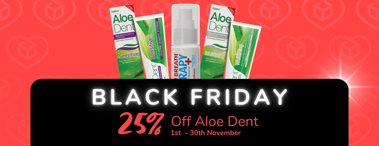 White text on black background saying: 'Black Friday Sale, up to 1/3 off Dr Organic at medino.com'