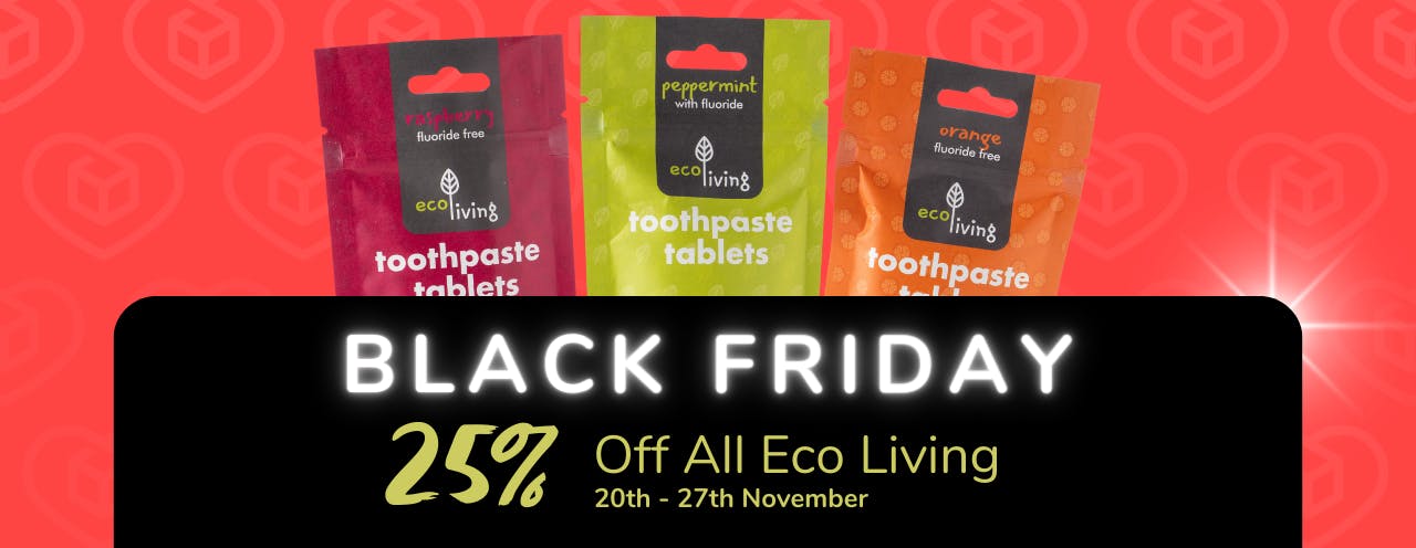 White text on black background saying: 'Black Friday Sale, up to 25% off Eco Living at medino.com'