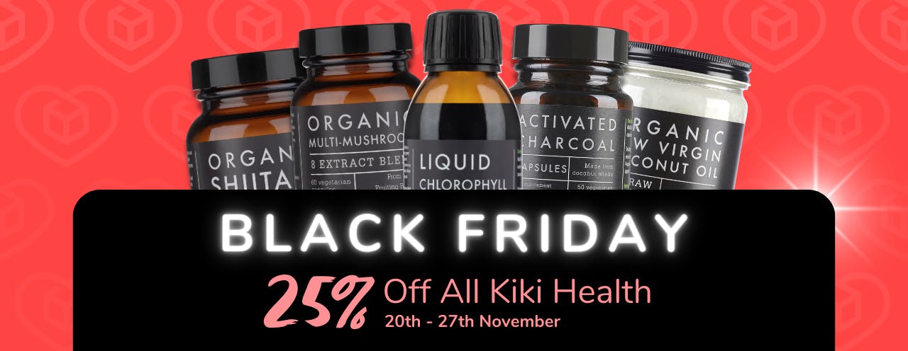 White text on black background saying: 'Black Friday Sale, up to 25% off Kiki at medino.com'