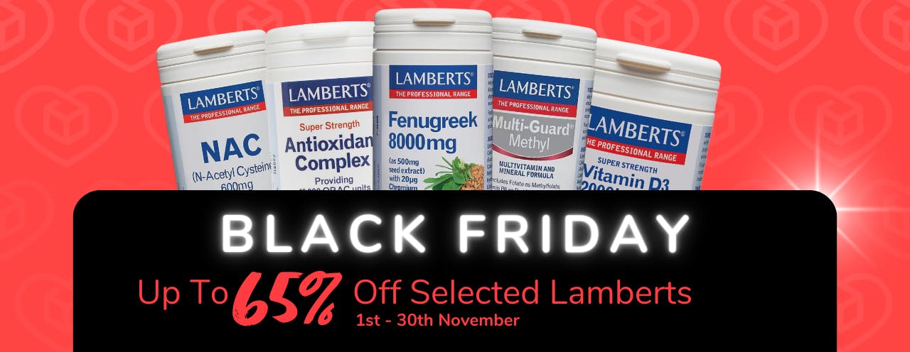 White text on black background saying: 'Black Friday Sale, up to 65% off Lamberts at medino.com'