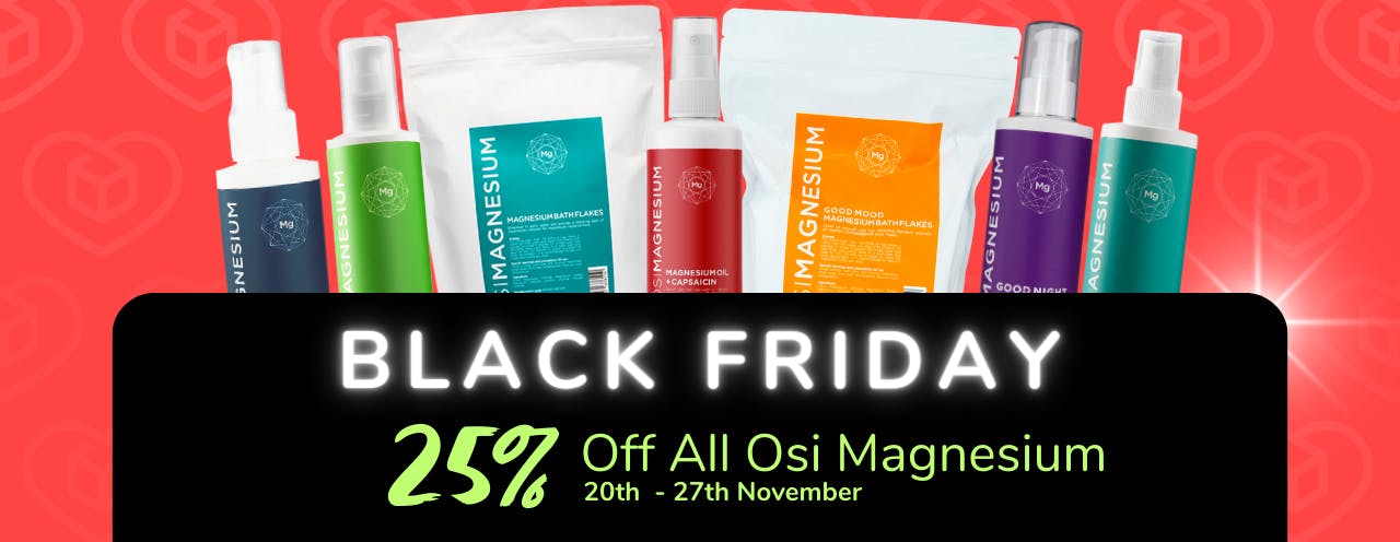 White text on black background saying: 'Black Friday Sale, up to 20% off Osi at medino.com'