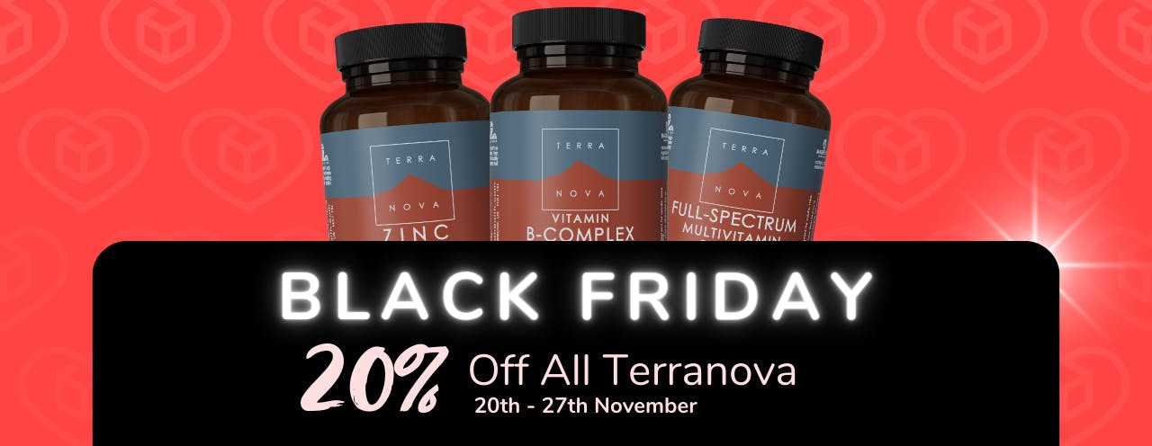 White text on black background saying: 'Black Friday Sale, up to 20% off The Terranova at medino.com'