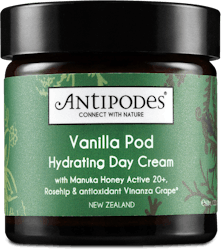 A 60ml jar containing Antipodes vanilla pod hydrating day cream