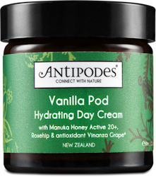 A 60ml jar containing Antipodes vanilla pod hydrating day cream