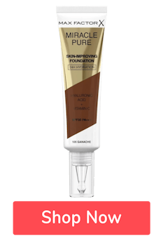 Max Factor Miracle Pure Skin-Improving Foundation - Ganache 105 with button ‘shop now’