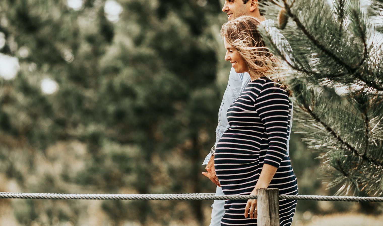 Woman pregnant walking outside