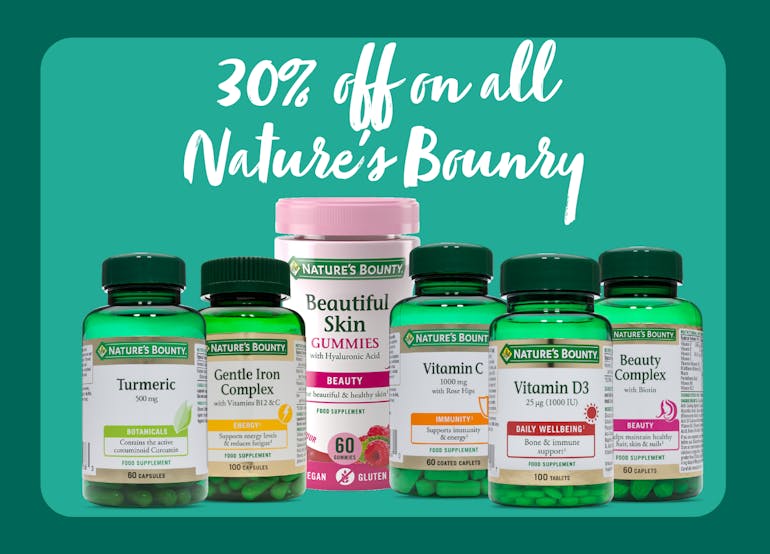 Get 30% off Nature's Bounty supplements with our time-limited deal