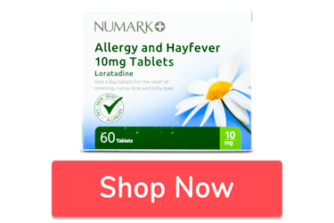 Numark Loratadine 10mg Allergy & Hay Fever 60 Tablets with button ‘shop now’
