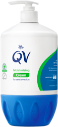A bottle of QV cream for dry skin